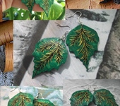 Серьги - Сережки из бересты ручная роспись