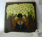 Живопись - репродукция картины Диего Ривера "Продавщица цветов" на дереве