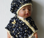 Одежда для кукол - Одежда для куклы Baby Born (Беби Бон ).  Пончо и берет с помпоном