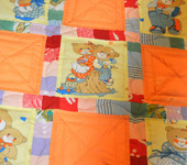 Подушки, одеяла, покрывала - Лоскутное одеяло в стиле печворк "Мишки на поляне"