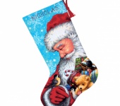 Шитье, вязание - Набор для вышивки Носок для подарков Дед Мороз с подарками.