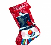 Шитье, вязание - Набор для вышивки Носок для подарков Снеговик и птички.