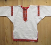 Одежда для мальчиков - Славянская рубашечка с алым узором