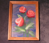 Панно - Картина из шерсти "Розы"
