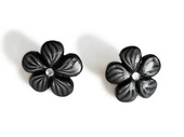 Серьги - Серьги-гвоздики "Черный Цветок"
