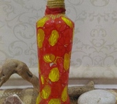 Декоративные бутылки - Декоративная бутылка " Жар-птица" красная