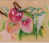 Живопись - Картина рисунок пастелью фрукты
