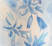 Шарфы - Батик шарф"Голубые лилии"