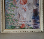 Вышитые картины - Ангелочек и цветы