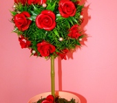 Прихожая - топиарий, дерево счастья из красных роз