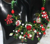 Комплекты украшений - Колье лэмпворк с плодами и цветами шиповника,кораллами Шиповник