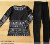 Одежда для девочек - Костюм с норвежским орнаментом (черный)