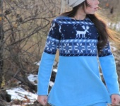 Одежда для девочек - Костюм с норвежским орнаментом (голубой)