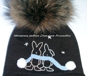 Одежда для девочек - Зимняя двойная мериносовая шапка для детей "Падал прошлогодний снег..."