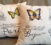 Подушки, одеяла, покрывала - Подушка "Пишу тебе из Парижа"