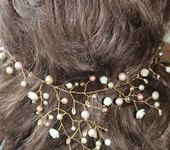 Украшения для волос - Веточка для волос позолоченная для невесты