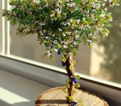 Элементы интерьера - бонсай из бисера "Цветущее абрикосовое дерево"