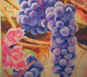 Живопись - Картина рисунок пастелью фрукты виноград