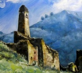 Живопись - Картина "Чечня, башенный комплекс Никарой"