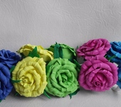 Украшения для волос - разноцветные розы из фоамирана