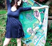 Шали, платки, палантины - Палантин по авторскому рисунку"Саванна зеленая"