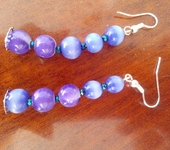Серьги - Сережки с синими и сине-фиолетовыми бусинами