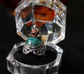 Кольца - Серебряное кольцо с апатитом "Гепард"
